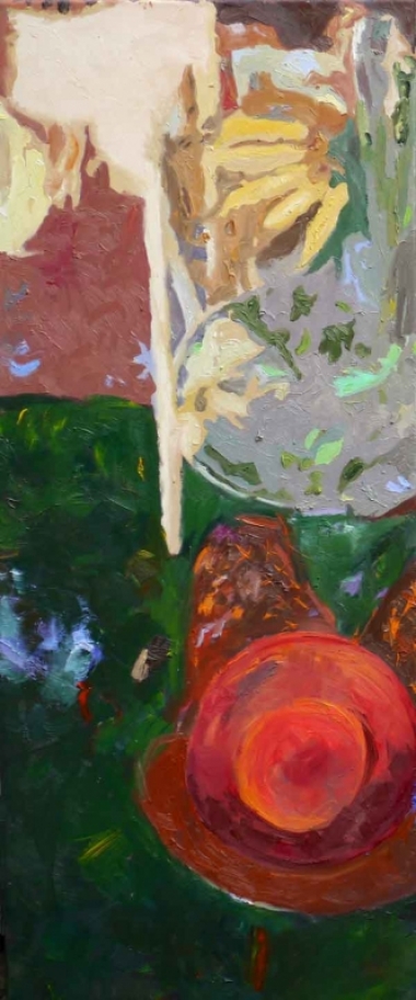 Ilse Gabbert, Guadeloupe I, Öl auf Leinwand, 120 x 50 cm,  aus der Serie "von oben"