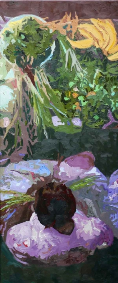 Ilse Gabbert, Guadeloupe III, Öl auf Leinwand, 120 x 50 cm,  aus der Serie "von oben"