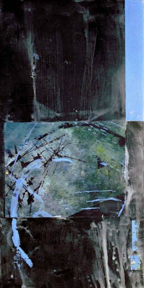 Ilse Gabbert, Carpe Diem, Mischtechnik, Acrylmalerei und Collage auf Holz, 40 x 20 x 3 cm, 010728