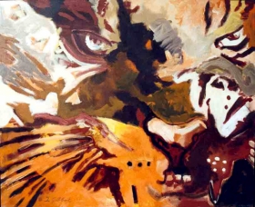Ilse Gabbert, Tiger #2, Acrylmalerei auf Leinwand, 90 x 110 cm
