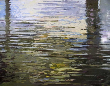 Ilse Gabbert, Sittaung, oil on canvas, 43,3 x 55,1 in, from the series "water paintings"
